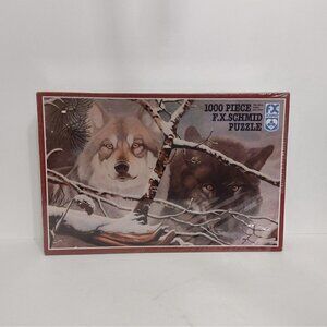 New 1000 Piece FX Schmid Jigsaw Puzzle Wolves Eyes In The Mist 1998 Sealed Read